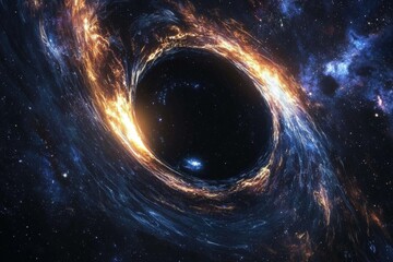 Obraz premium Black hole in space illustration created with Generative AI