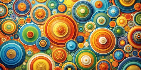 Abstract Colorful Circle Pattern, digital art, concentric circles, vibrant colors, abstract art, pattern, digital painting
