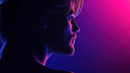 Obraz premium Man in deep concentration, focused lighting