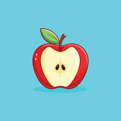 Graphic Illustration of a Red Delicious Organic Apple Sticker - Art Card Element

