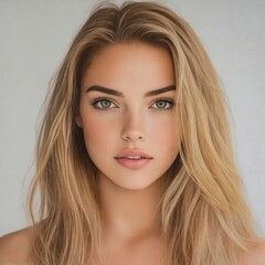 Fototapeta premium A woman with long blonde hair and blue eyes