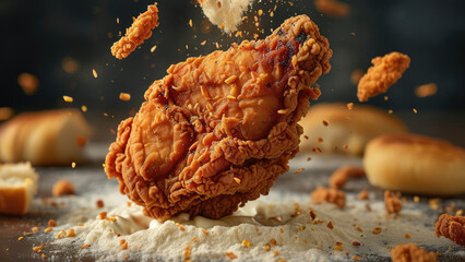 Fototapeta premium Delicious Crispy Fried Chicken: Crunchy and Savory in Every Bite