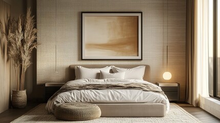 Fototapeta premium Mock up frame in cozy home interior background, 3d render