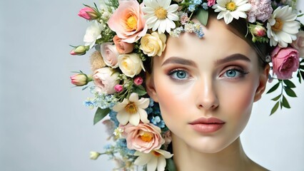 portrait of woman with flowers