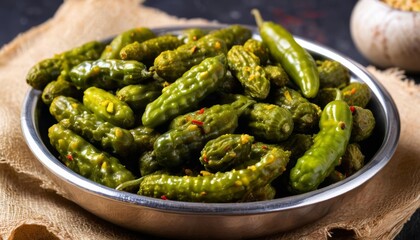  Freshly pickled green peppers ready to add a tangy crunch to your meal