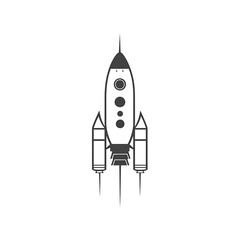 Black and White Silhouette of a Rocket Ship with Three Thrusters