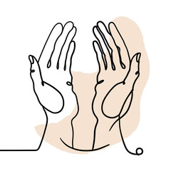 Obraz premium hand praying line art drawing