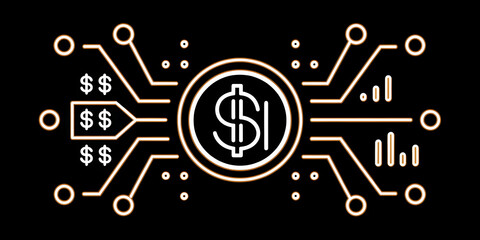 Obraz premium 3D Icon as AI algorithm and financial strategy concept as An AI algorithm icon paired with a financial strategy representing the strategic application of AI in financial planning ideal for isolated ve
