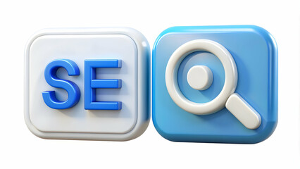 Obraz premium 3D Icon as AI algorithm and SEO concept as An AI algorithm icon paired with an SEO icon representing the use of AI in search engine optimization perfect for isolated vector designs. isolated white bac