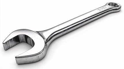 A wrench isolated on a white background, used for mechanical repairs and maintenance.