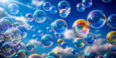 Bubbles in the Sky, Sunlight, Soap Bubbles, Summer Day, Sky