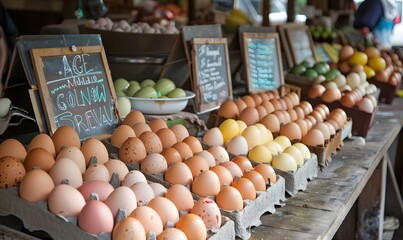fresh eggs for sale at a market.