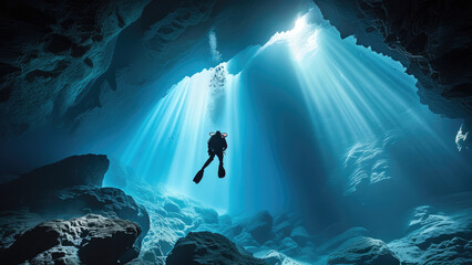 Fototapeta premium Diving into the Deepest Ocean: An Adventure into the Ocean's Greatest Depths
