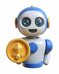 Fototapeta premium 3D Icon as AI brain and financial statistics concept as An AI brain icon paired with financial statistics symbolizing the use of AI in comprehensive financial analysis perfect for isolated vector desi