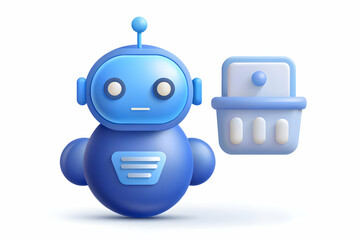 3D Icon as AI chatbot and e commerce concept as An AI chatbot icon paired with an e commerce icon representing the integration of AI in enhancing e commerce experiences perfect for isolated vector des