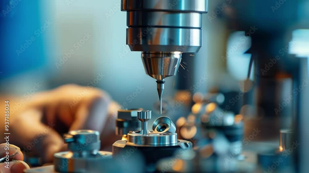 Poster scientist is carefully manipulating a high precision instrument, highlighting the importance of accu