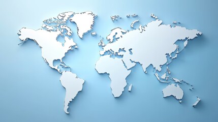 Fototapeta premium World map showing international business hubs, sleek and modern, bright background