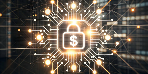 3D Icon as AI data processing and financial network concept as An AI data processing icon paired with a financial network representing the role of AI in enhancing financial network security ideal for 