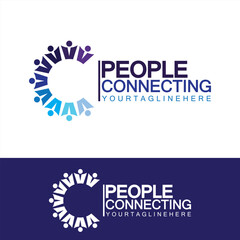 Abstract Initial Letter C Connecting People Logo Vector  Design Template