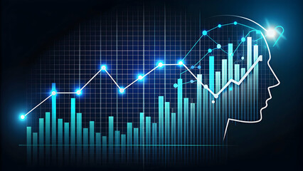 Fototapeta premium 3D Icon as AI powered trading and stock market graph concept as An AI powered trading icon paired with a stock market graph representing the advanced trading capabilities of AI in the financial market