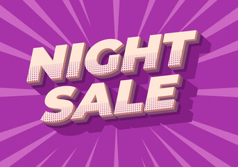 Night sale. Text effect design in 3D look with modern colors