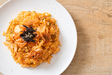 kimchi fried rice with seaweed and white sesame