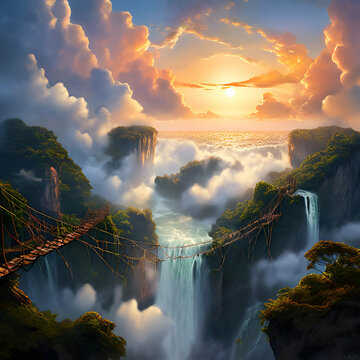 Islands in the sky limked by bridges