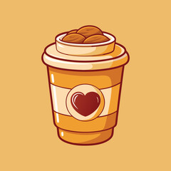 Vector Illustration of a Coffee Cup with Brown and White Paper Cup Design.
