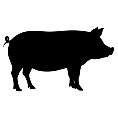 Pig graphic icon. Png black silhouette isolated on white background. Vector illustration graphic design