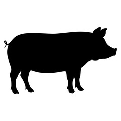 Pig graphic icon. Png black silhouette isolated on white background. Vector illustration graphic design