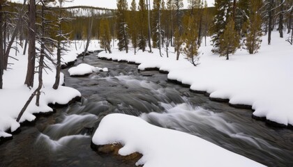  Winters embrace  A serene snowy stream in the forest