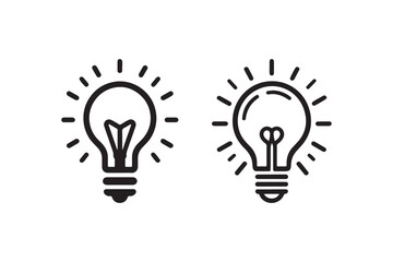 Light Bulb icon flat style minimalist clipart illustration.