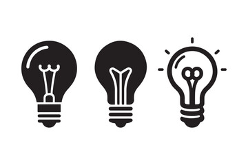 Light Bulb icon flat style minimalist clipart illustration.