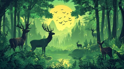 Fototapeta premium Deer in the Forest.