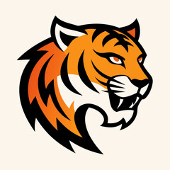 Tiger head icon Logo design vector art illustration on a white background