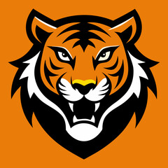 Tiger head icon Logo design vector art illustration on a white background