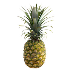Pineapple fruit against transparent background 8K high detail