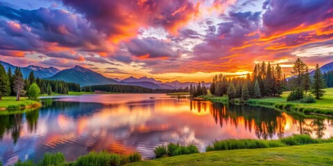 Mountain Lake Sunset Reflection, Landscape Photography, Nature Photography, Sunset , Lake
