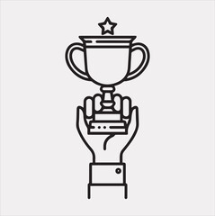 Winning award line art Vector silhouette illustration icon on a white background