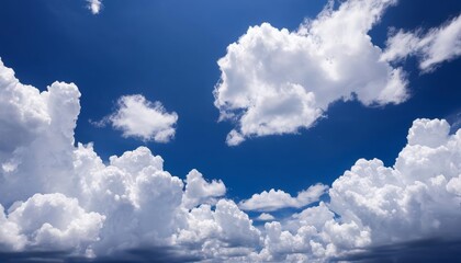  Clear skies with fluffy clouds