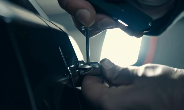 Expert Locksmith at Work on Car Lock