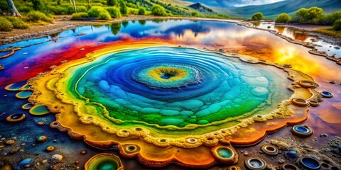 Fototapeta premium Rainbow Ripples in a Mountain Lake, Nature, Water, Photography, Landscape
