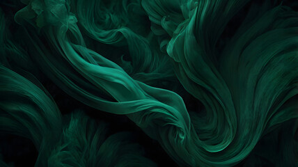 Obraz premium Emerald green wallpaper transitions from dark to light, with detailed textures and smoky swirls, creating a luxurious and mysterious ambiance with depth