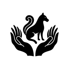 Hands massage an animal logo silhouette vector illustration