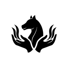 Hands massage an animal logo silhouette vector illustration