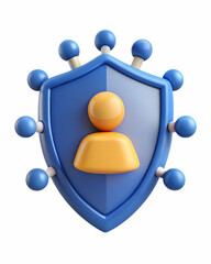 3D Icon as Phishing hook and security badge concept as A phishing hook paired with a security badge representing the identification and prevention of phishing attacks ideal for isolated vector designs