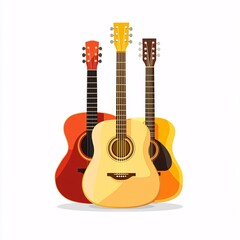 Obraz premium 240805 191. A simple vector icon illustration depicting the group of acoustic guitar items at center for a website isolated white background