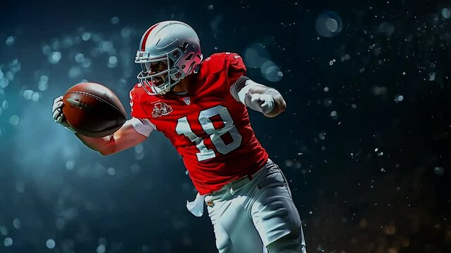 football player catching a football in a November game, sports, football, action