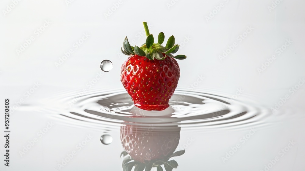 Aufkleber a strawberry suspended in a drop of water, its reflection mirroring its perfect form, creating a cap