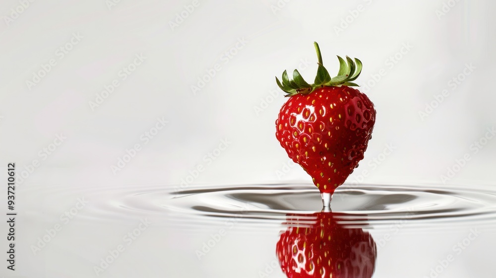 Aufkleber a strawberry suspended in a drop of water, its reflection mirroring its perfect form, creating a cap